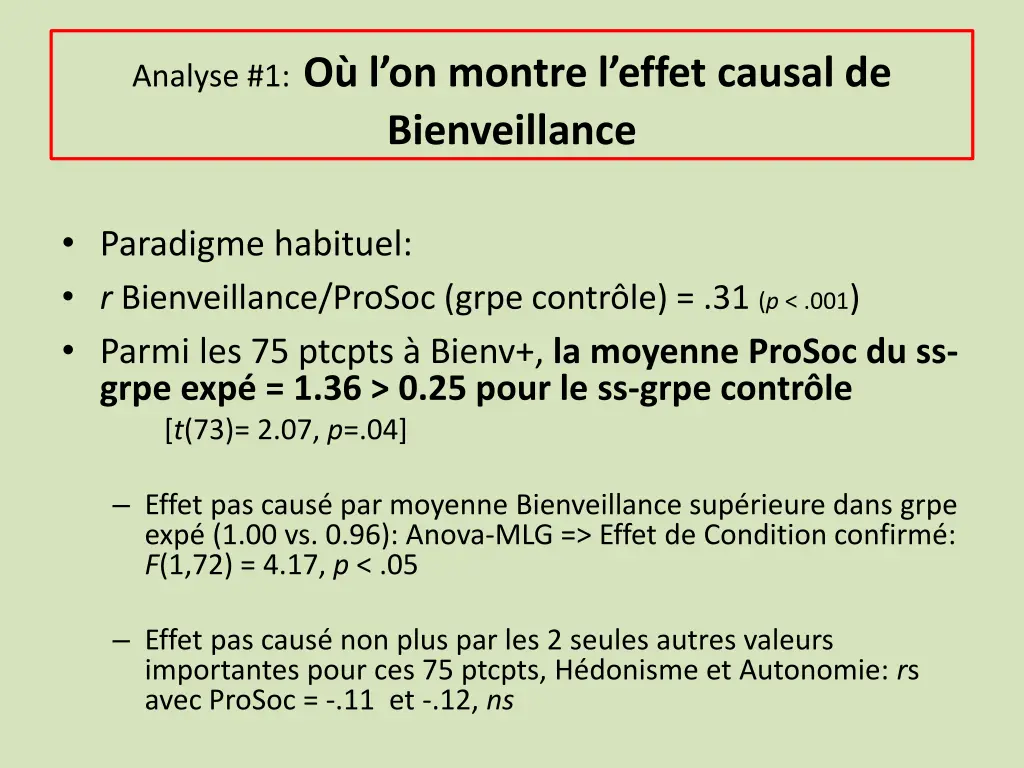 analyse 1 o l on montre l effet causal