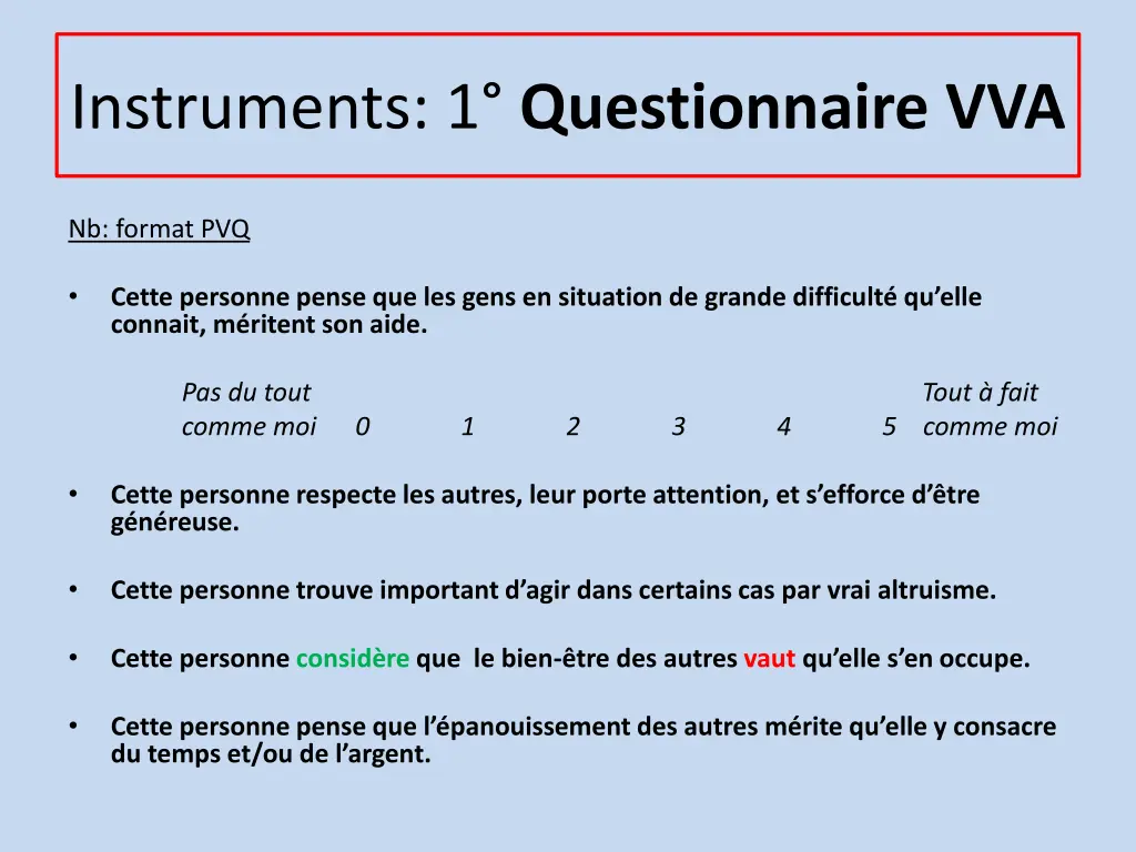 instruments 1 questionnaire vva