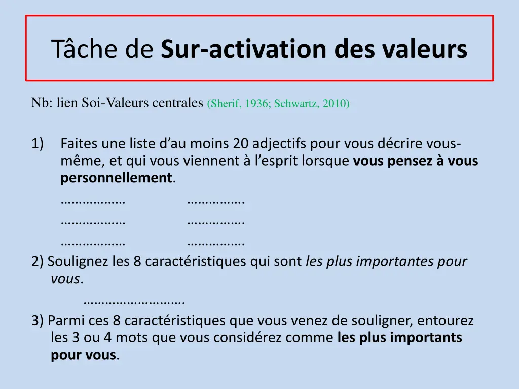 t che de sur activation des valeurs