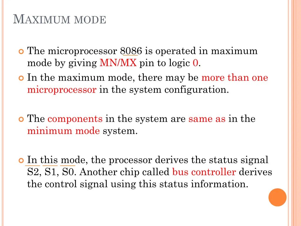 m aximum mode