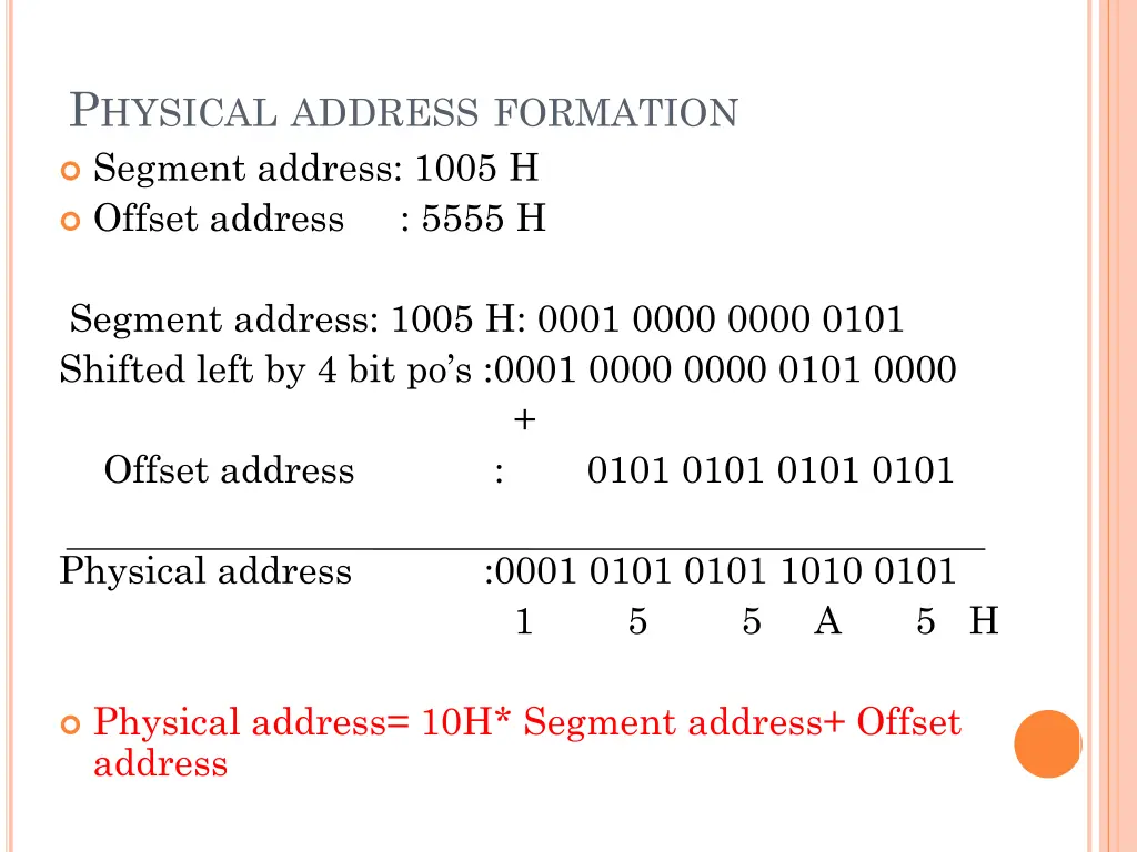 p hysical address formation segment address 1005