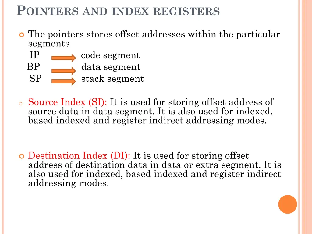 p ointers and index registers