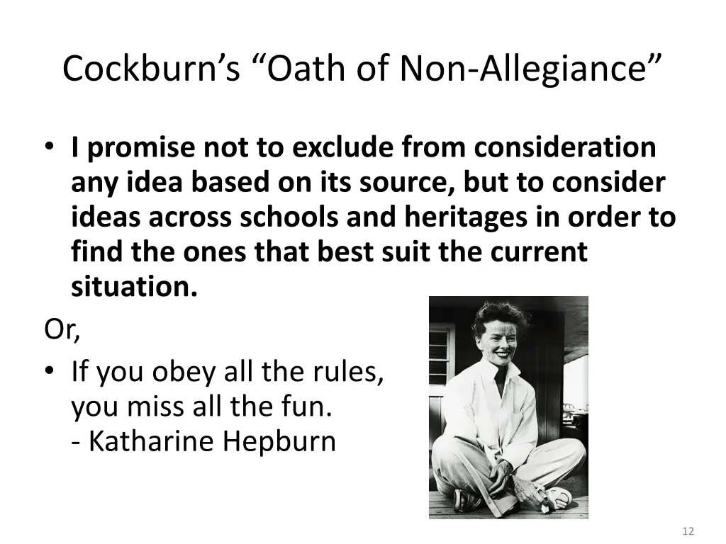 cockburn s oath of non allegiance