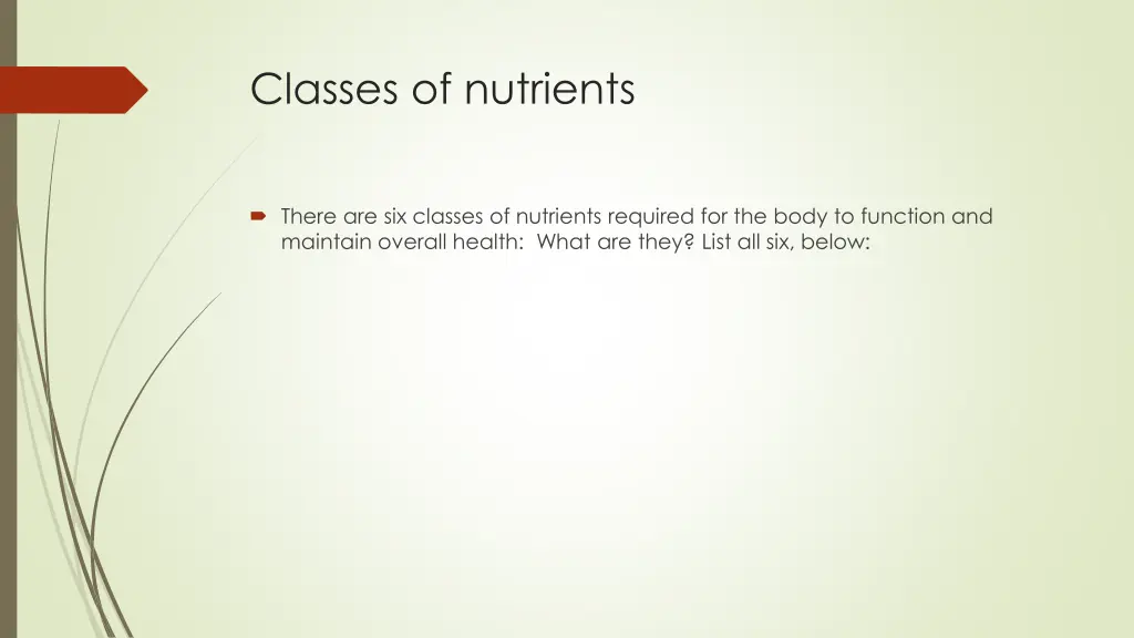 classes of nutrients