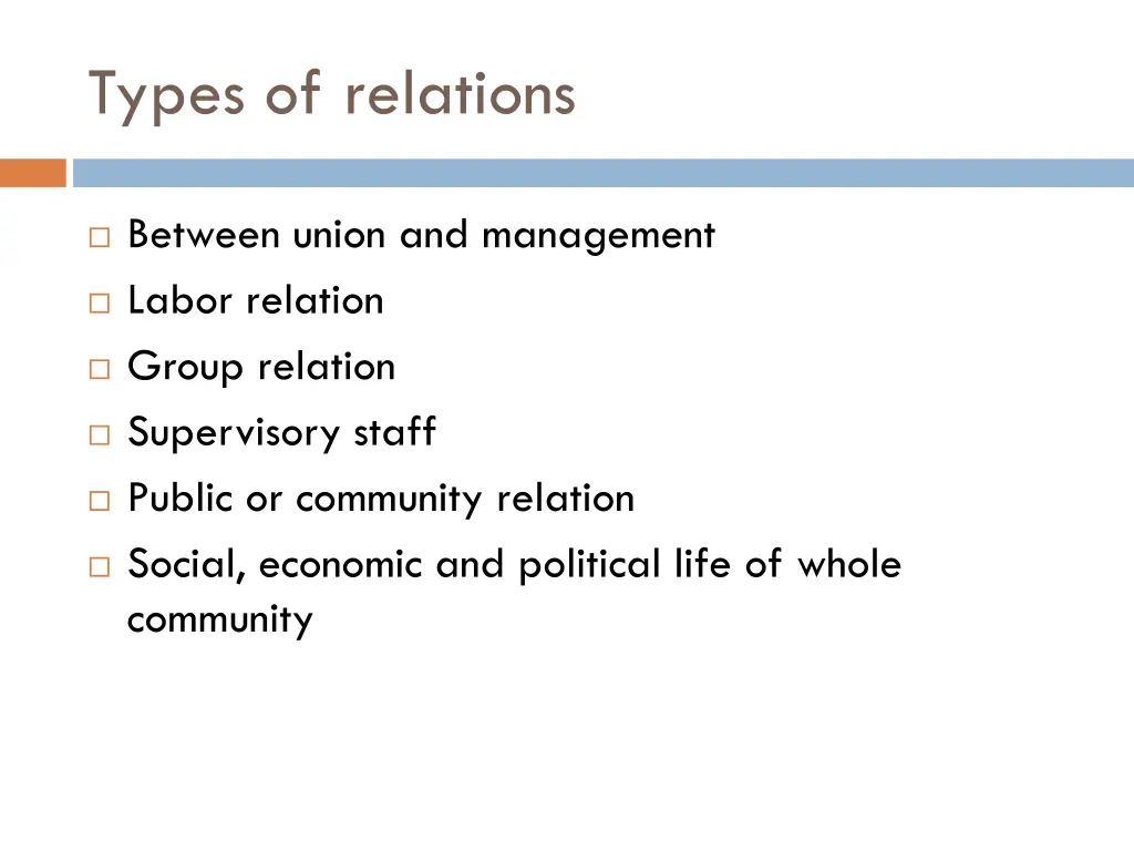 types of relations