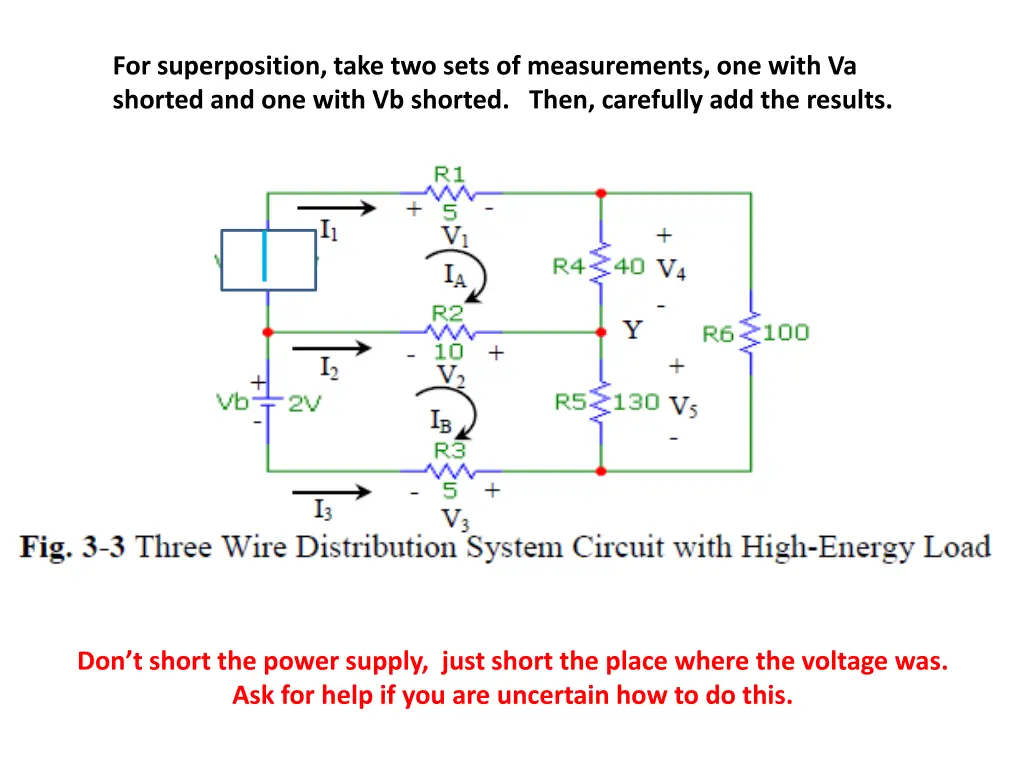 for superposition take two sets of measurements