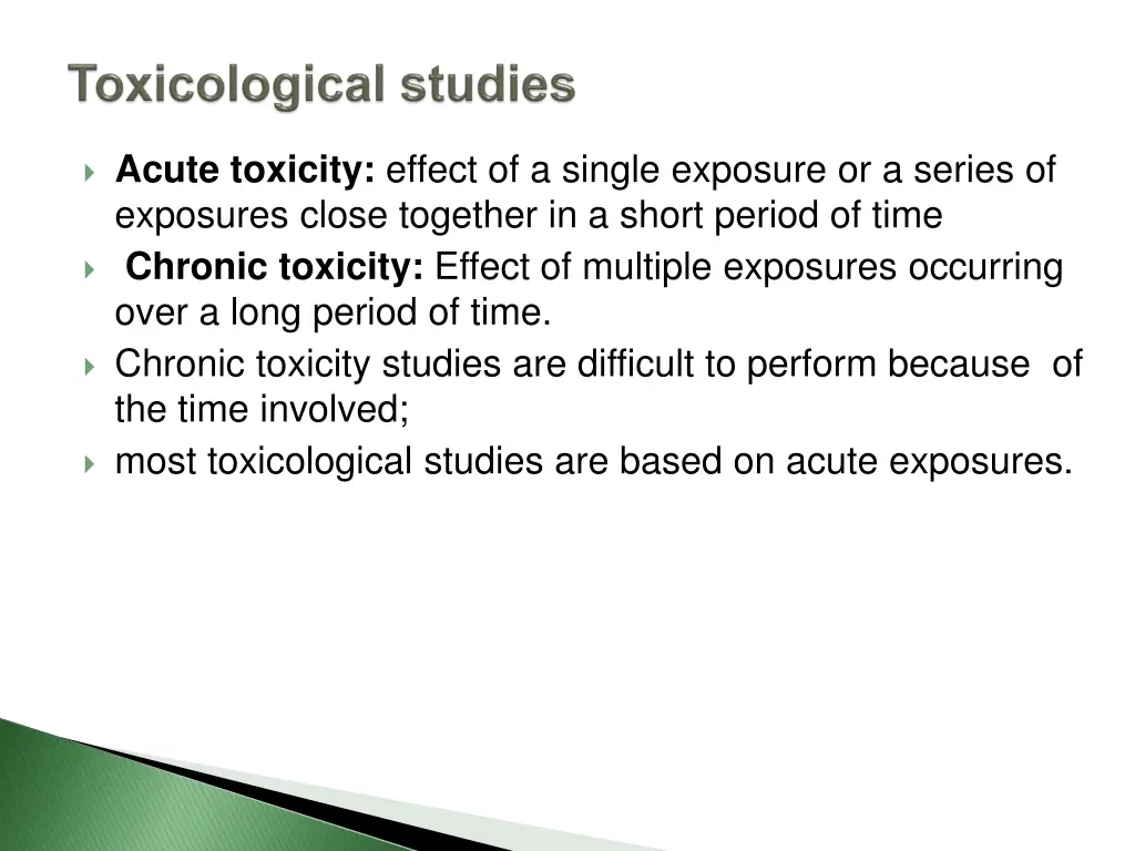 acute toxicity effect of a single exposure