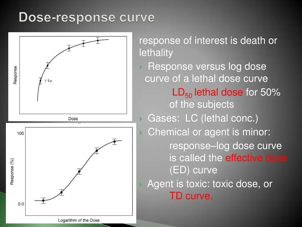 response of interest is death or lethality