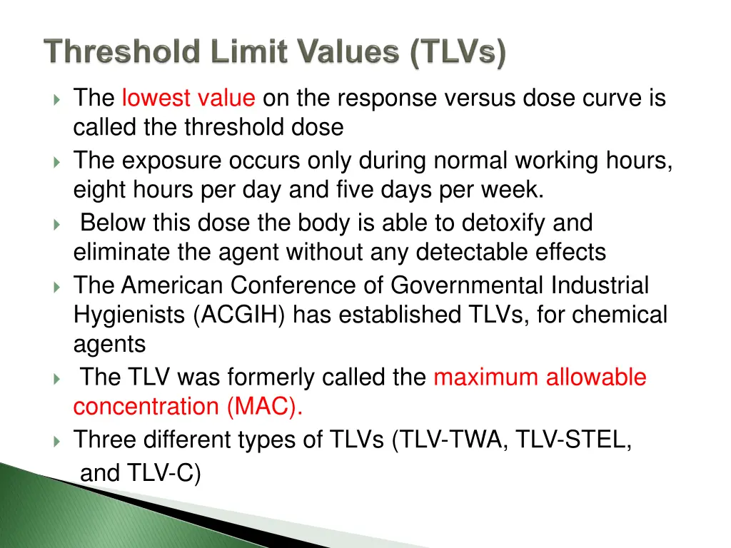 the lowest value on the response versus dose