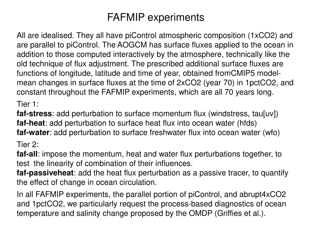 fafmip experiments