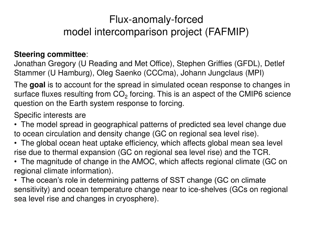 flux anomaly forced model intercomparison project