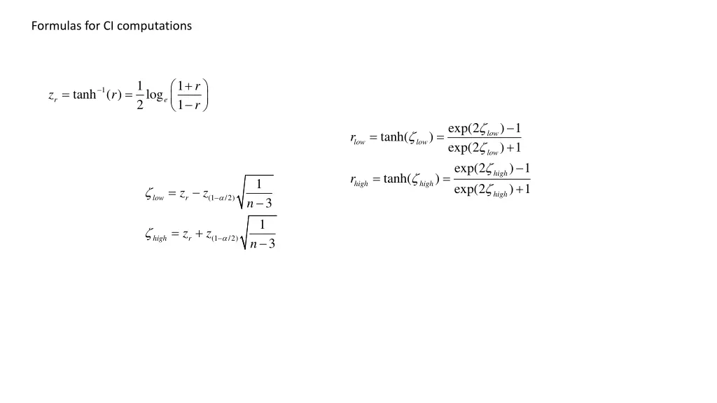 formulas for ci computations
