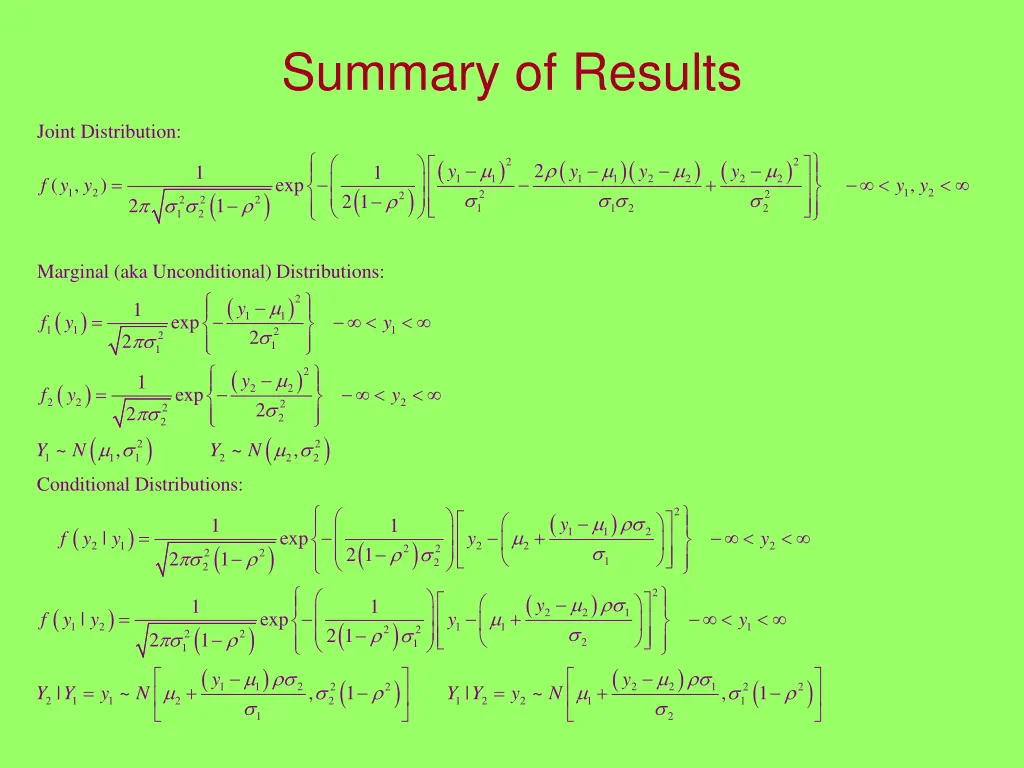 summary of results