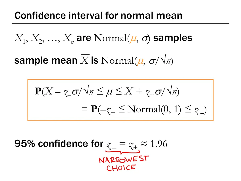 confidence interval for normal mean