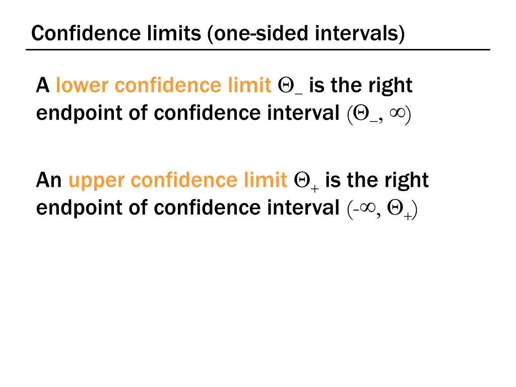 confidence limits one sided intervals