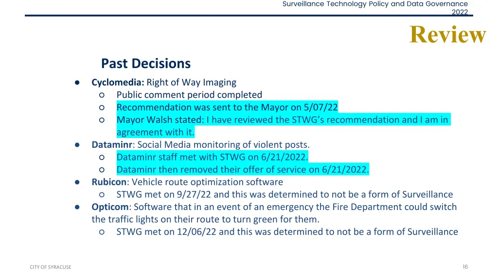 surveillance technology policy and data governance 13