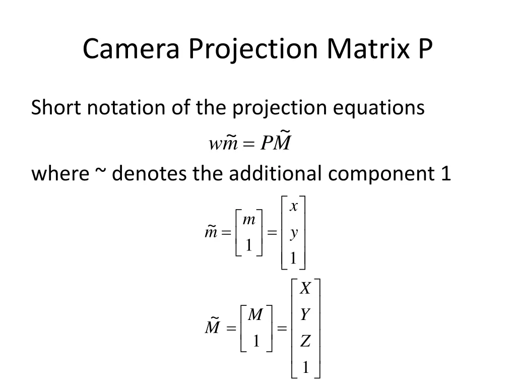 camera projection matrix p 1