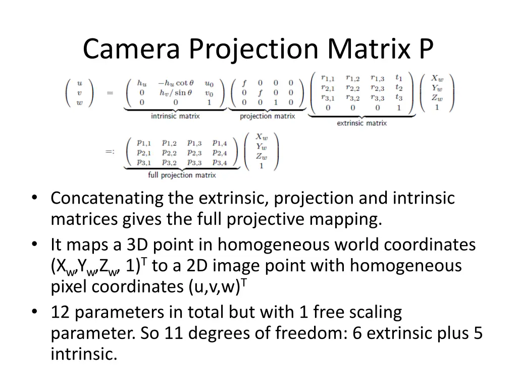 camera projection matrix p 2