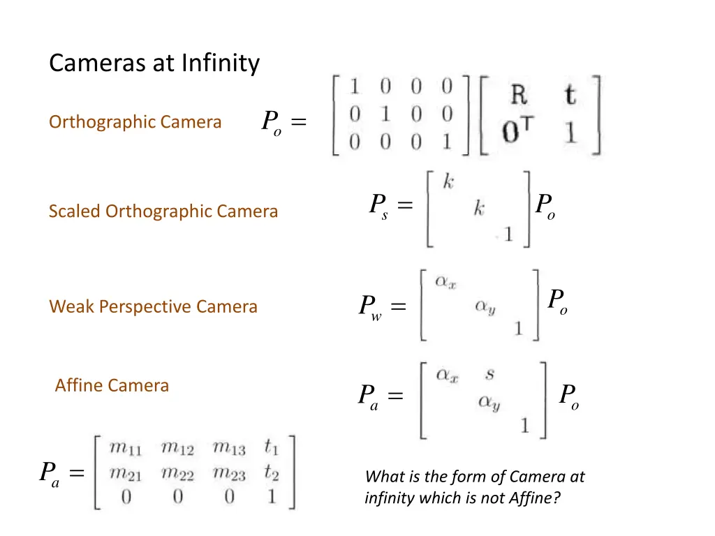 cameras at infinity