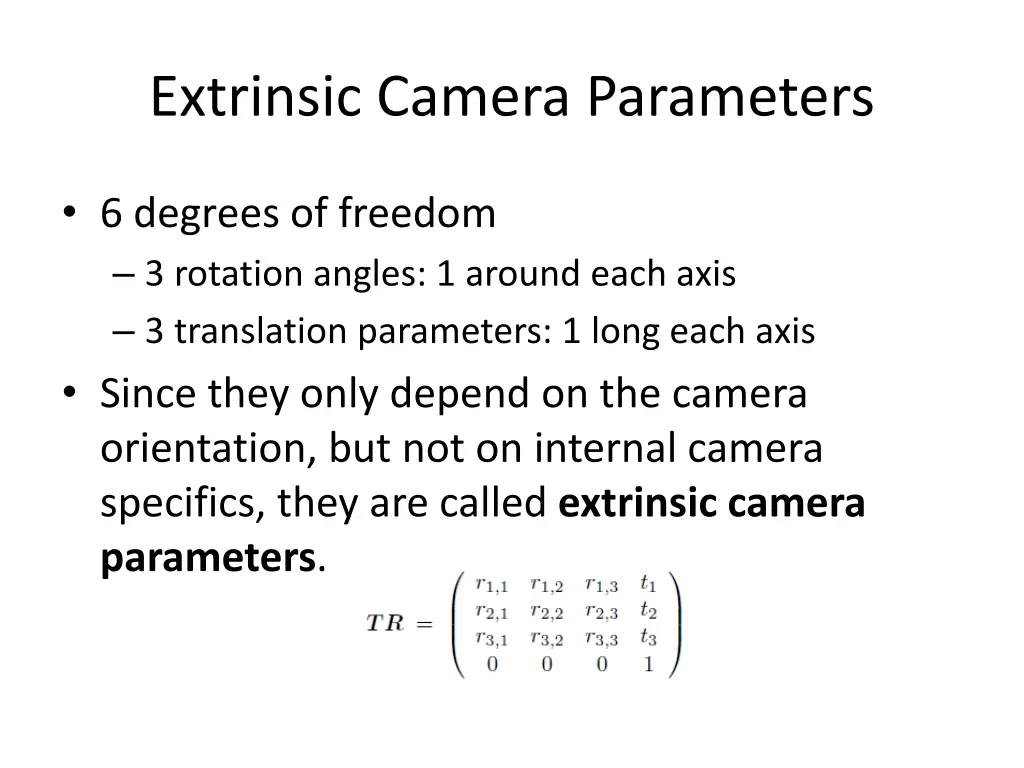 extrinsic camera parameters 1