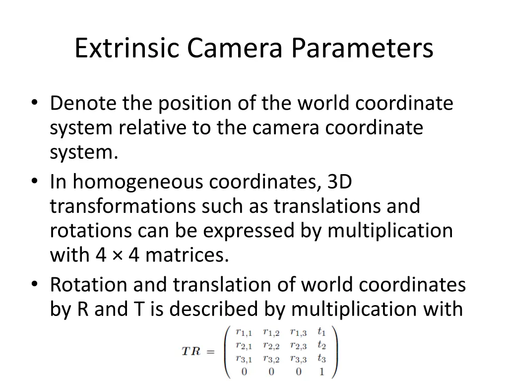 extrinsic camera parameters