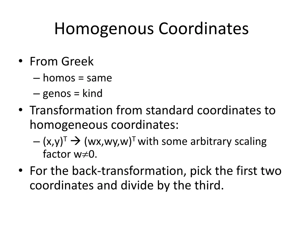 homogenous coordinates 1