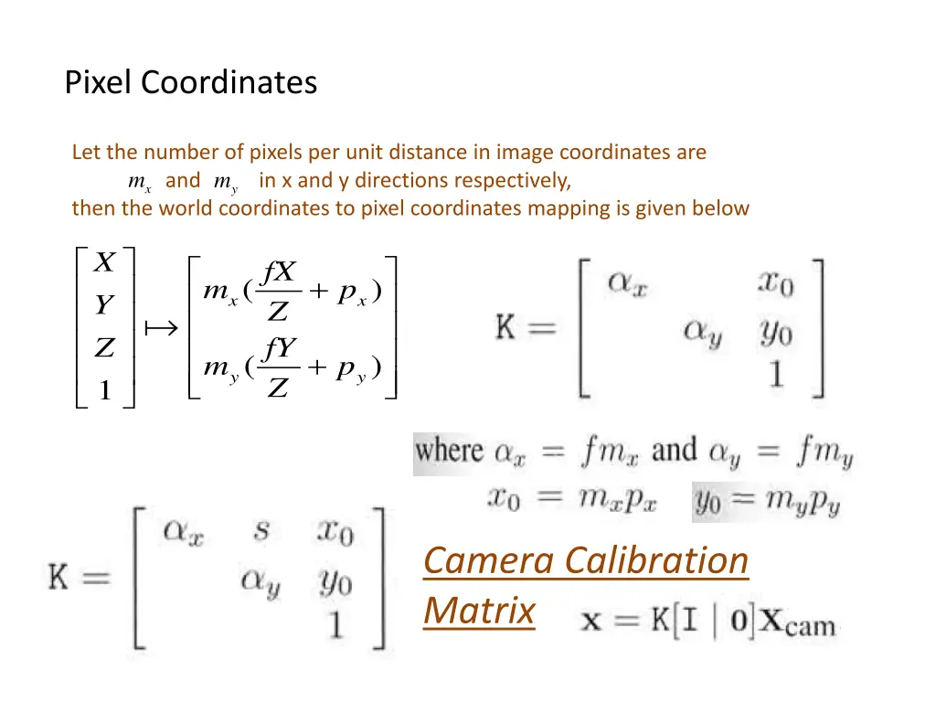 pixel coordinates
