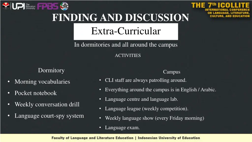 finding and discussion extra curricular 1