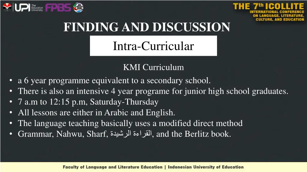 finding and discussion intra curricular