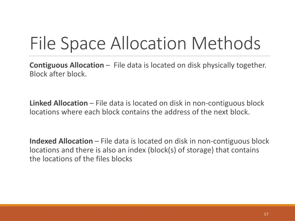 file space allocation methods