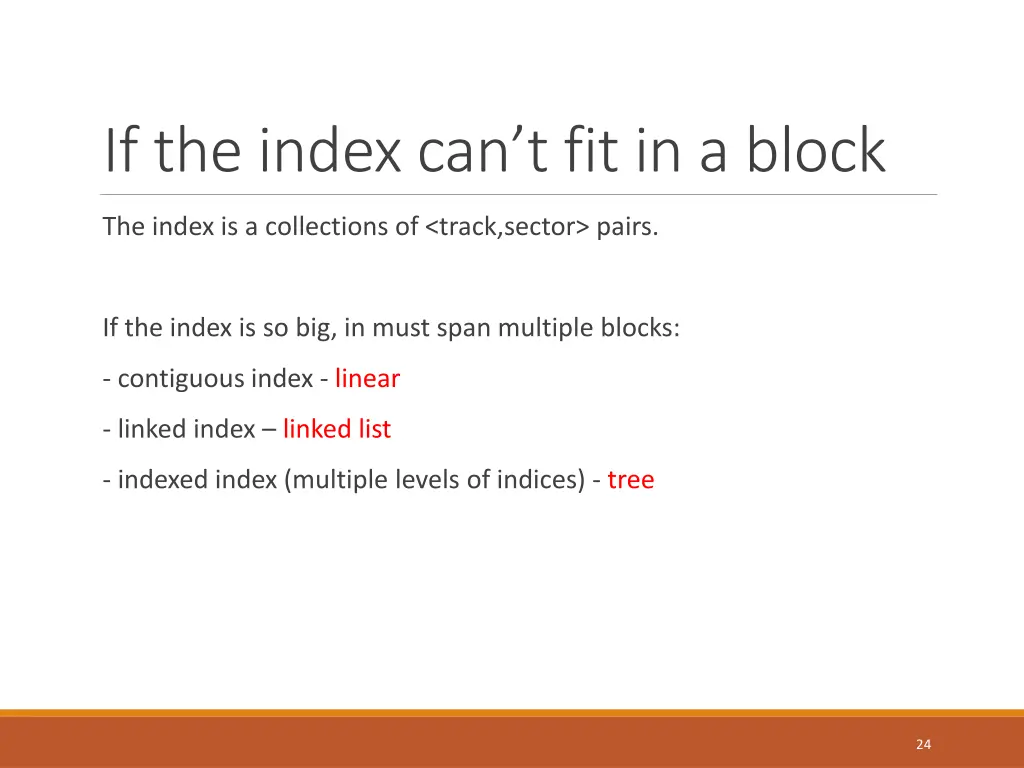if the index can t fit in a block
