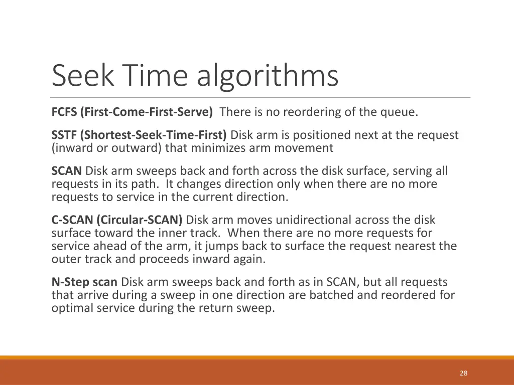 seek time algorithms