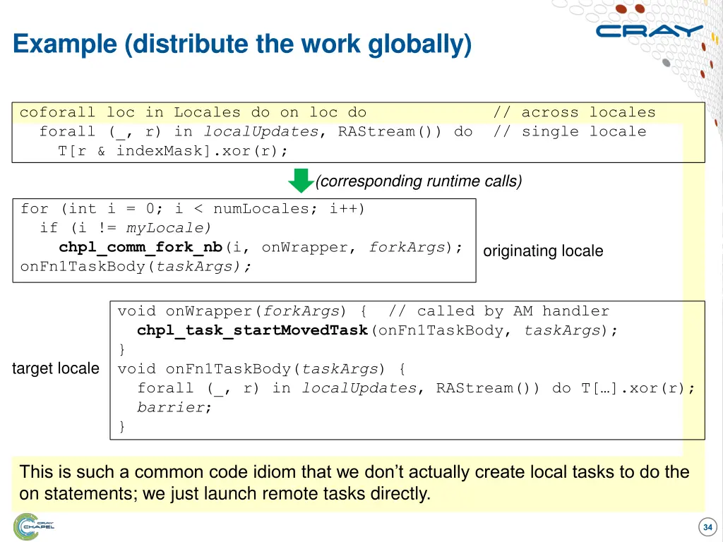 example distribute the work globally