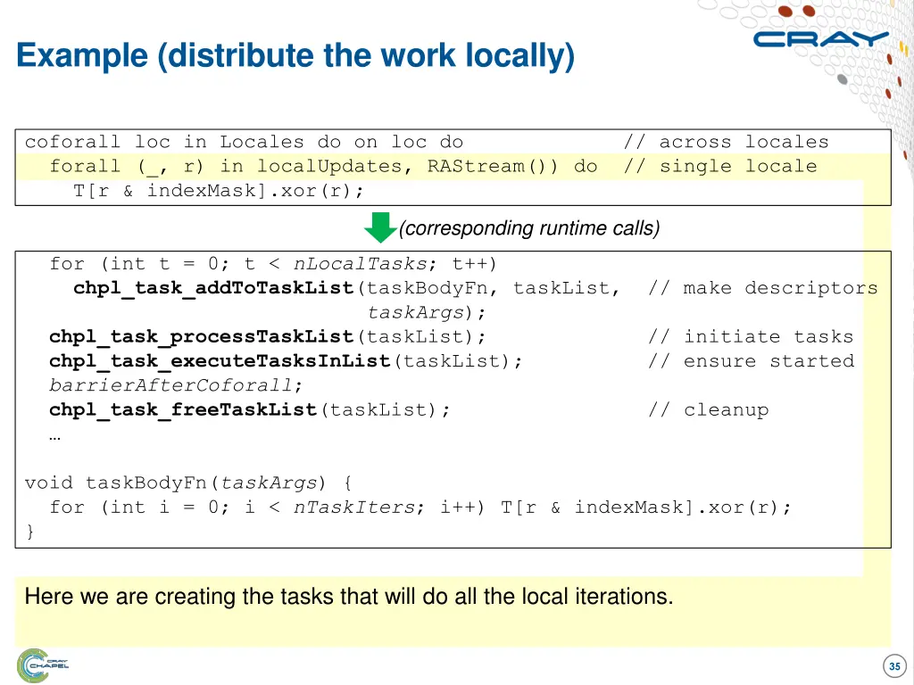 example distribute the work locally