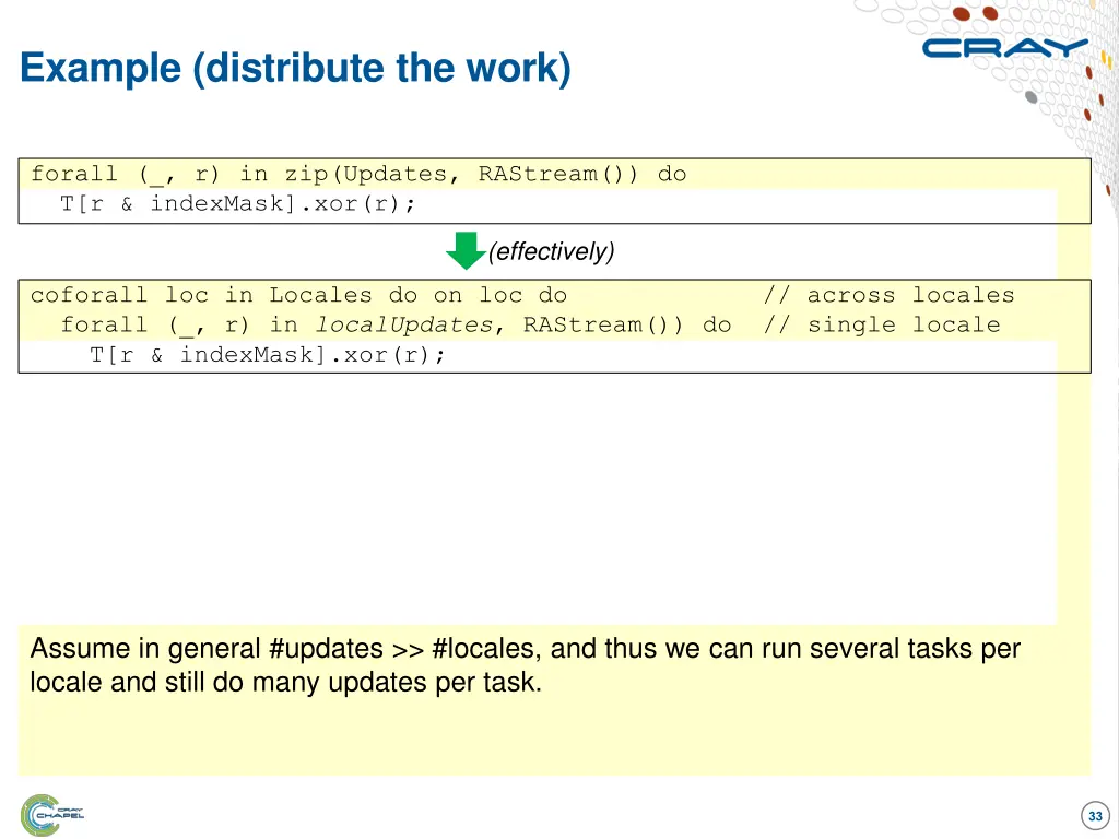example distribute the work