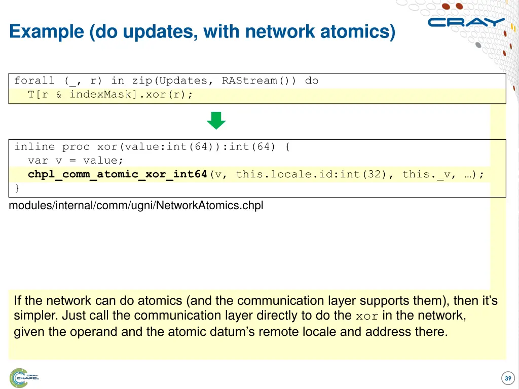 example do updates with network atomics