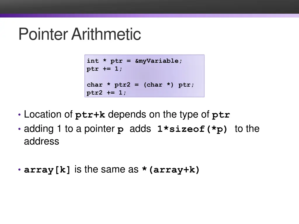 pointer arithmetic