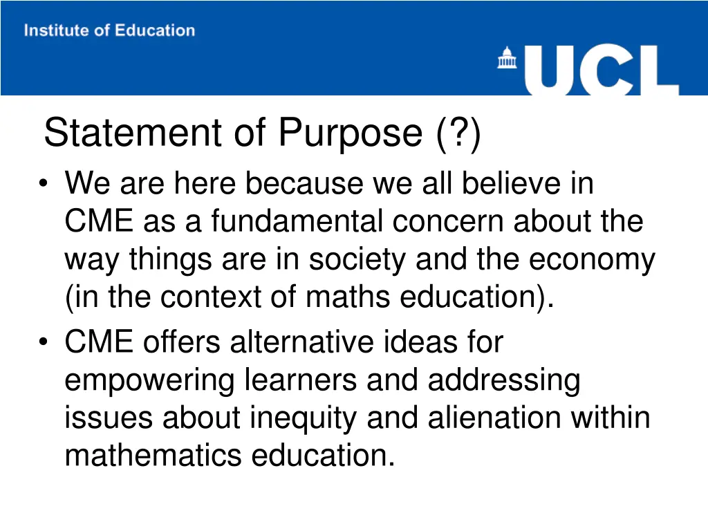 statement of purpose we are here because