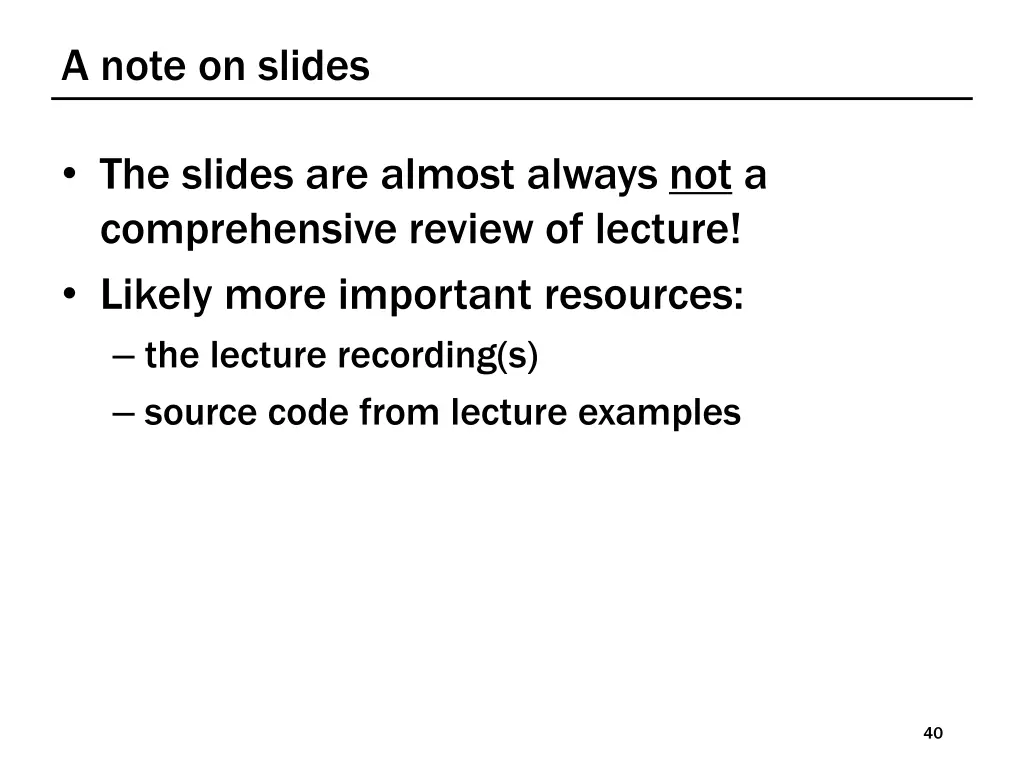 a note on slides