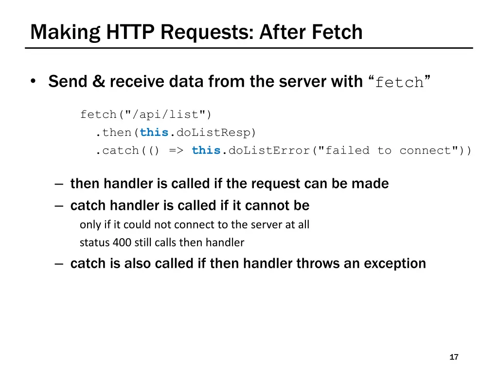 making http requests after fetch