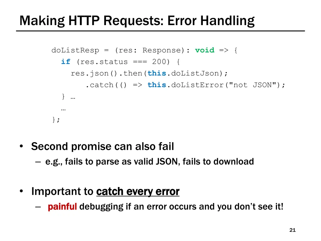 making http requests error handling