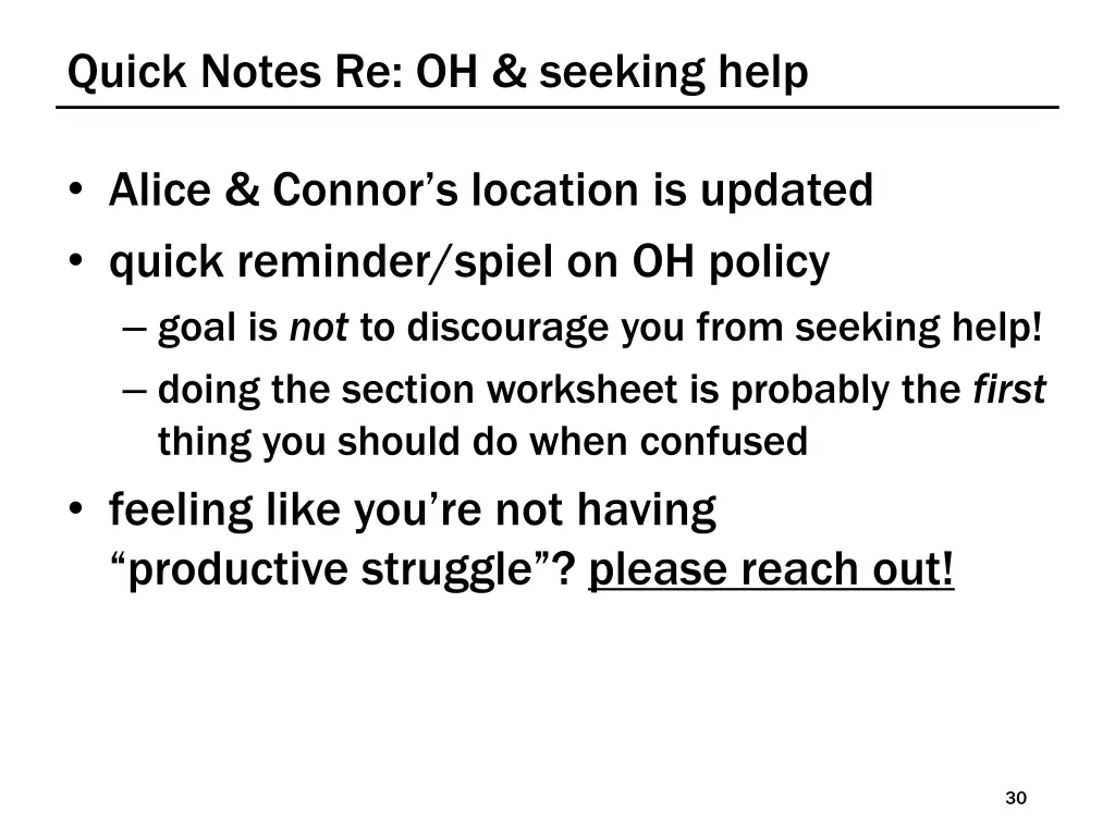 quick notes re oh seeking help