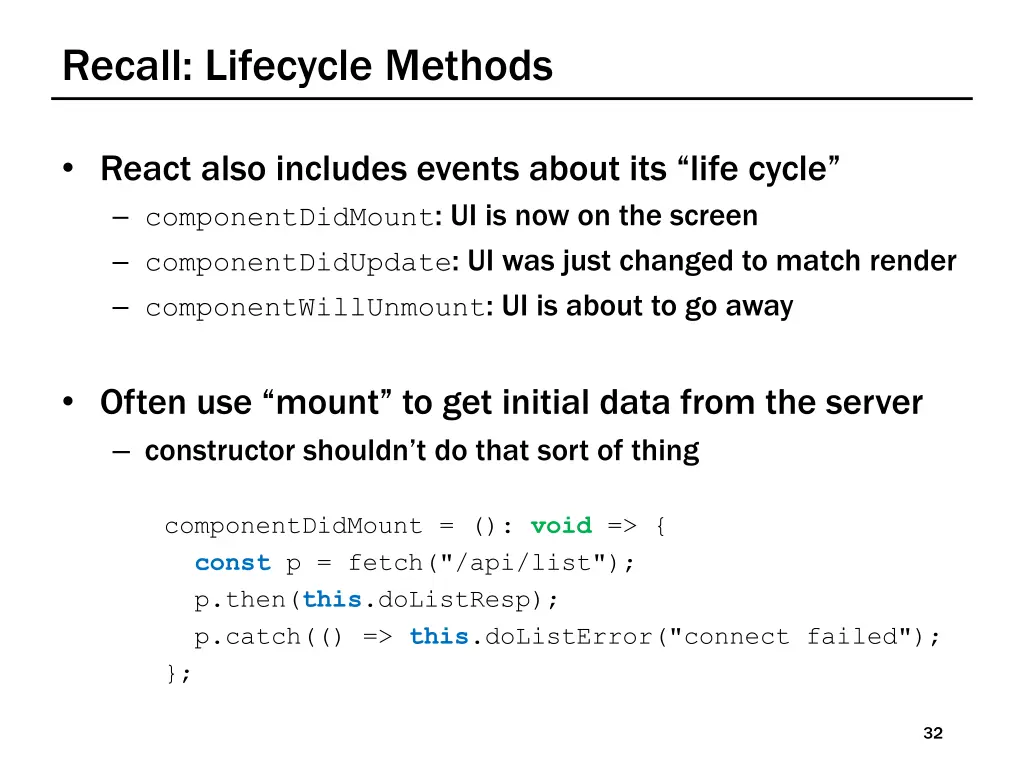 recall lifecycle methods