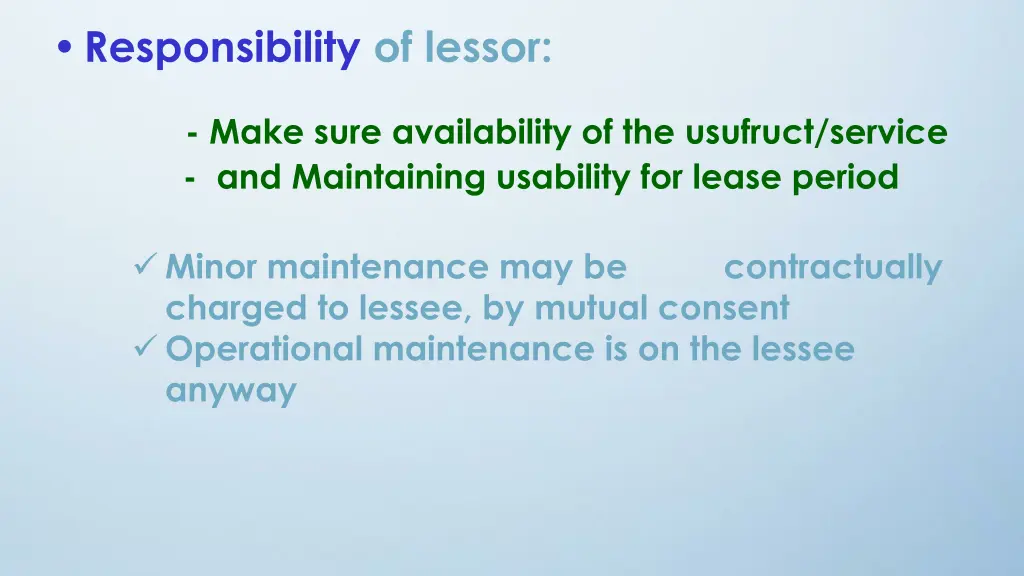 responsibility of lessor