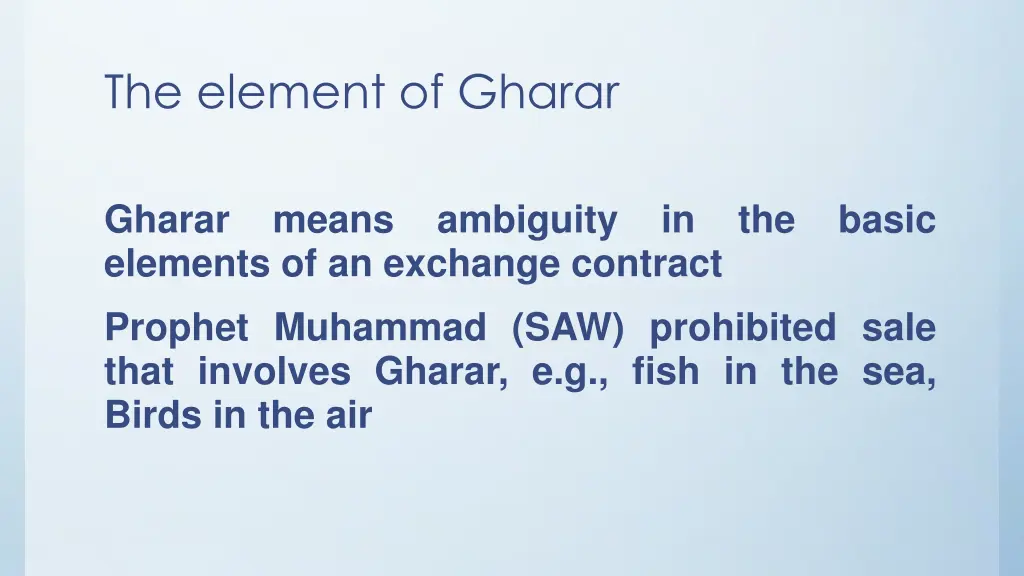 the element of gharar