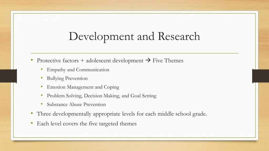 development and research 1