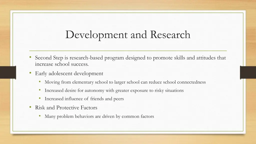 development and research