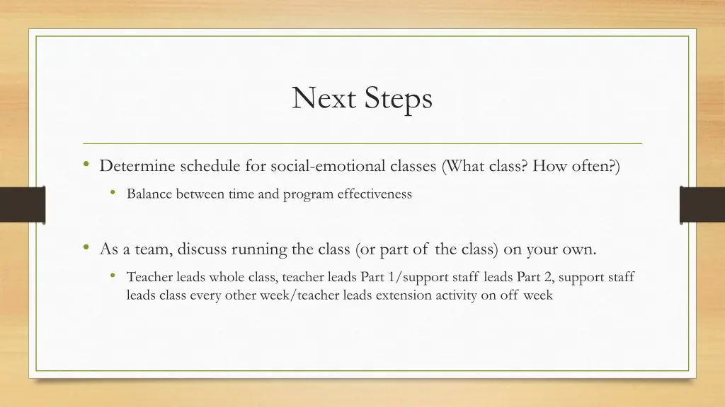 next steps