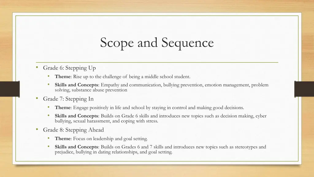scope and sequence