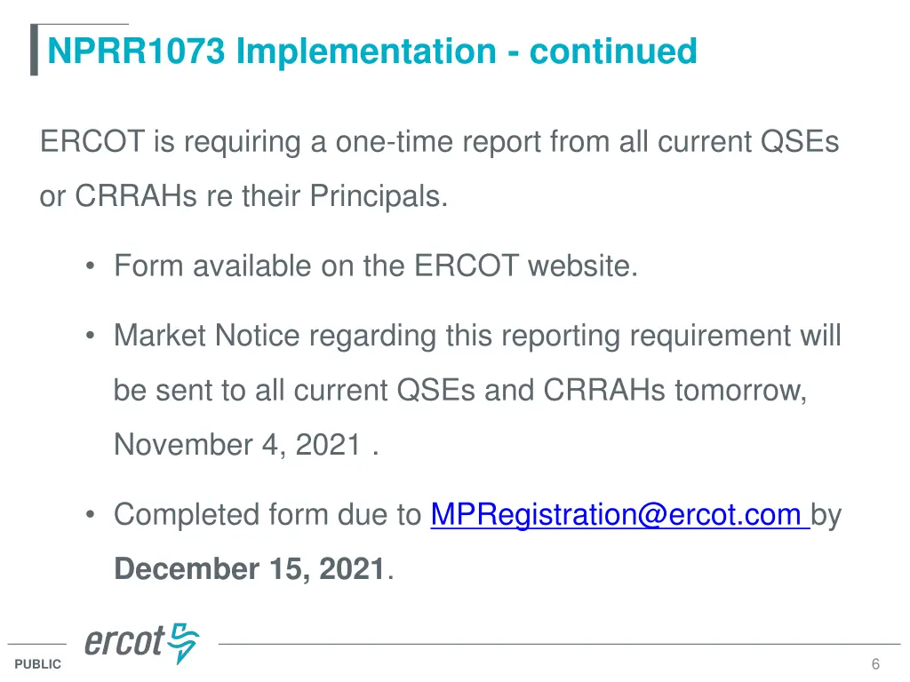 nprr1073 implementation continued